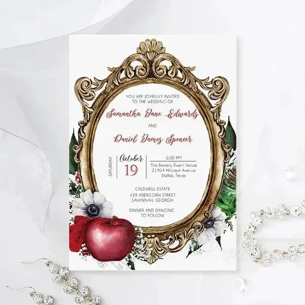 snow white fairytale wedding invitations RPFLAT18 - Rosy Prints
