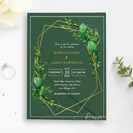 tropical green clear acrylic wedding invitations ROSYA11 - Rosy Prints