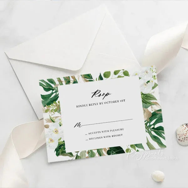 tropical greenery acrylic wedding invitations ROSYA74 - Rosy Prints