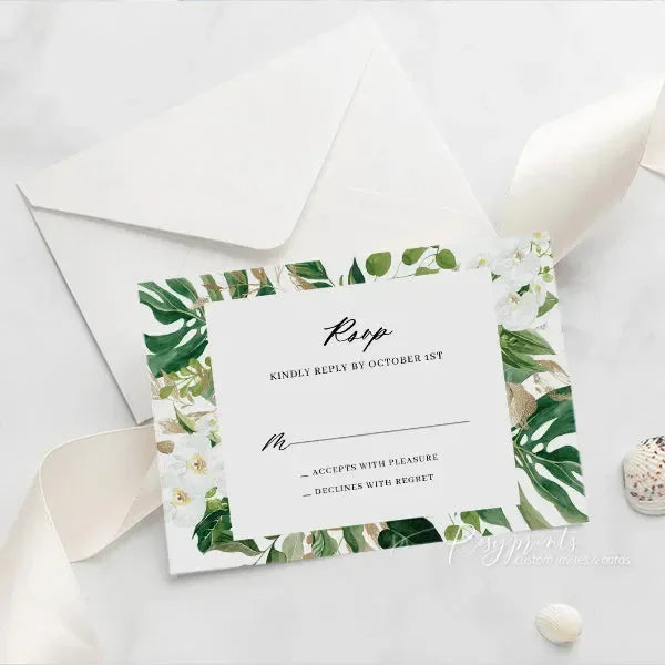 tropical greenery acrylic wedding invitations ROSYA74 - Rosy Prints