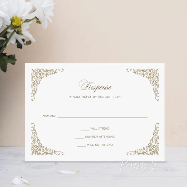 beige vintage wedding invitations with foil velvet pocket ROSYP47 - Rosy Prints