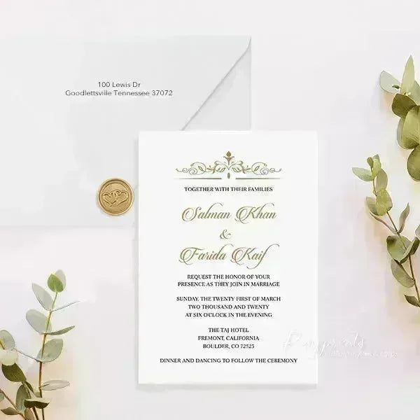 vintage black and gold foil wedding invitations RPS40-A - Rosy Prints