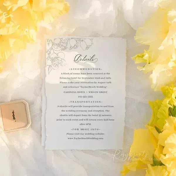 botanical floral deckled edge wedding invitations ROSYD10 - Rosy Prints