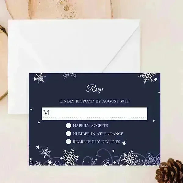 winter blue and silver snowflake wedding invitations ROSG23 - Rosy Prints