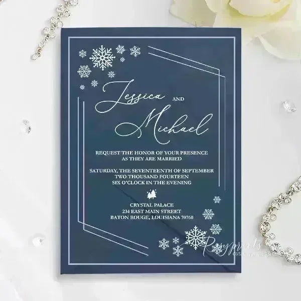 clear acrylic white snowflake winter invitations ROSYA84 - Rosy Prints