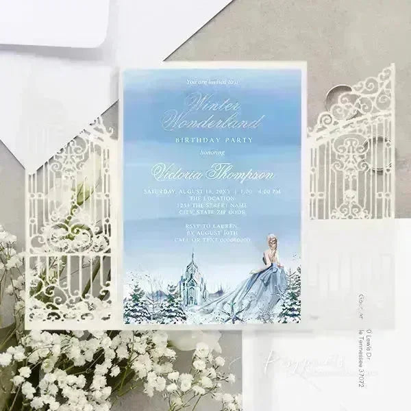 winter wonderland snow queen sweet 16 invitations ROSG22 - Rosy Prints