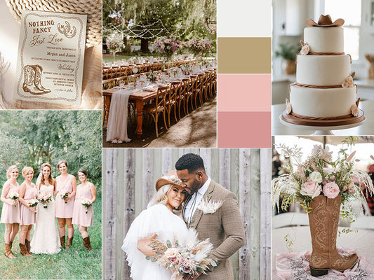 blush pink and brown wedding invitations