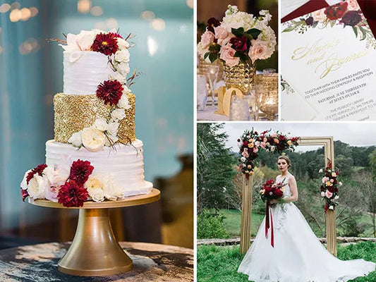 Charming Burgundy and Gold Wedding Ideas and Invitations - Rosy Prints