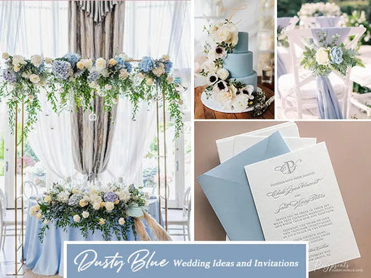 Elegant Dusty Blue Wedding Ideas and Wedding Invitations - Rosy Prints