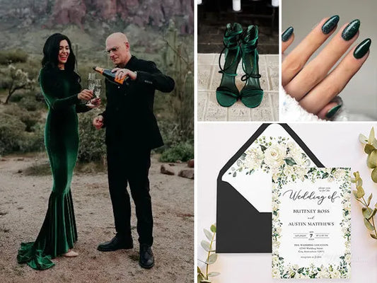 Moody Wedding Colors with Black and Green - Rosy Prints