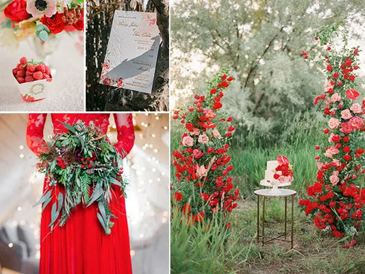 Shades of Red Wedding Theme and Matching Invitations - Rosy Prints