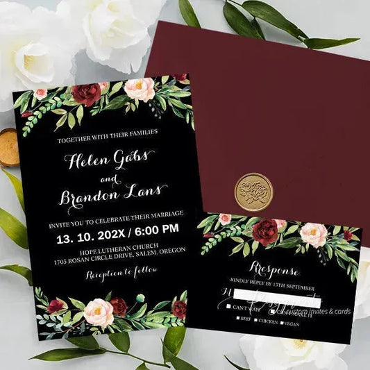 Red and Black Wedding invitations