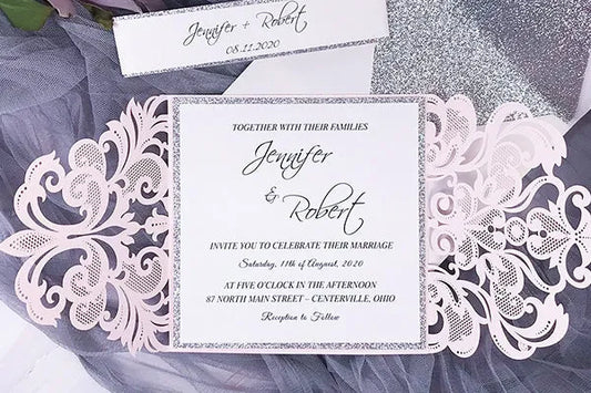 pink and silver wedding invitations