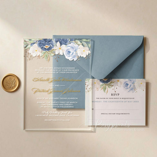 Shades of Blue Wedding Invitations for Fall 2026