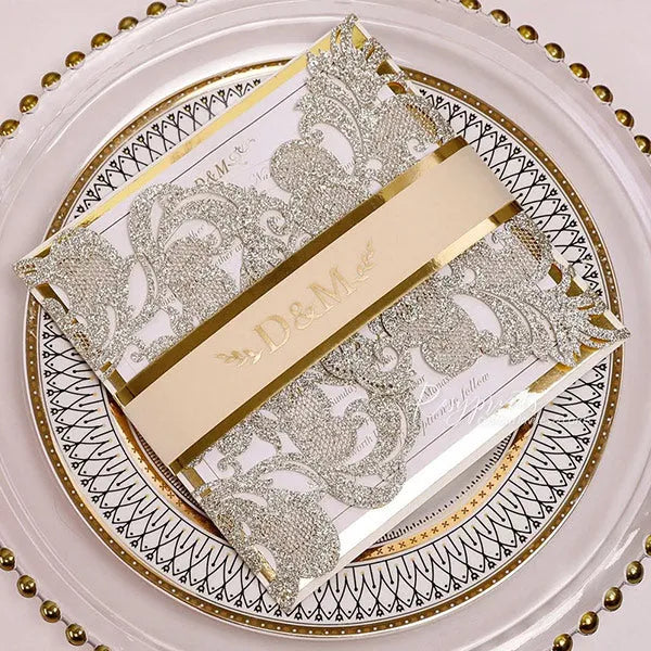 Gold wedding invitations - Rosy Prints