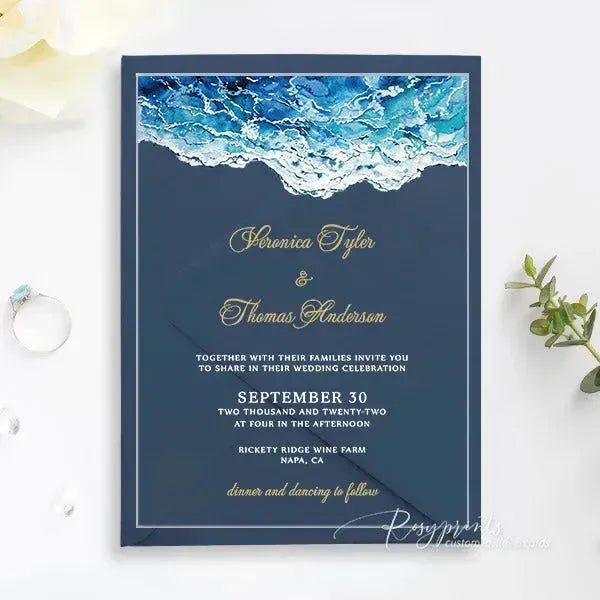 Beach wedding invitations - Rosy Prints
