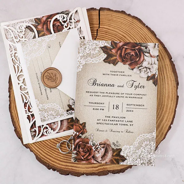 Terracotta wedding invitations - Rosy Prints