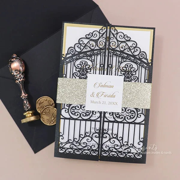Black wedding invitations - Rosy Prints