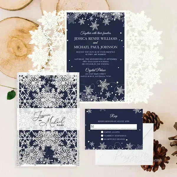 Winter Wedding Invitations - Rosy Prints