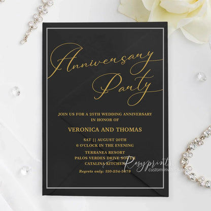 simple elegant gold 50th wedding anniversary acrylic invitations