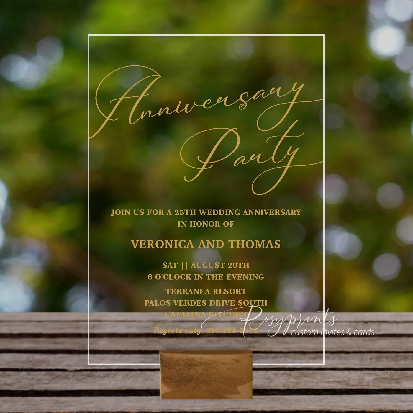simple elegant gold 50th wedding anniversary acrylic invitations
