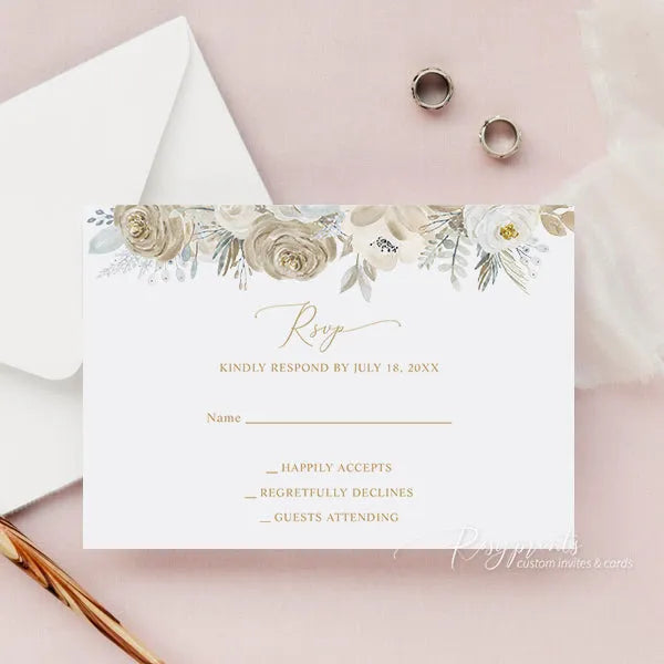 Ivory cream white and champagne acrylic sweet 16 invitations ROSYA94 - Rosy Prints