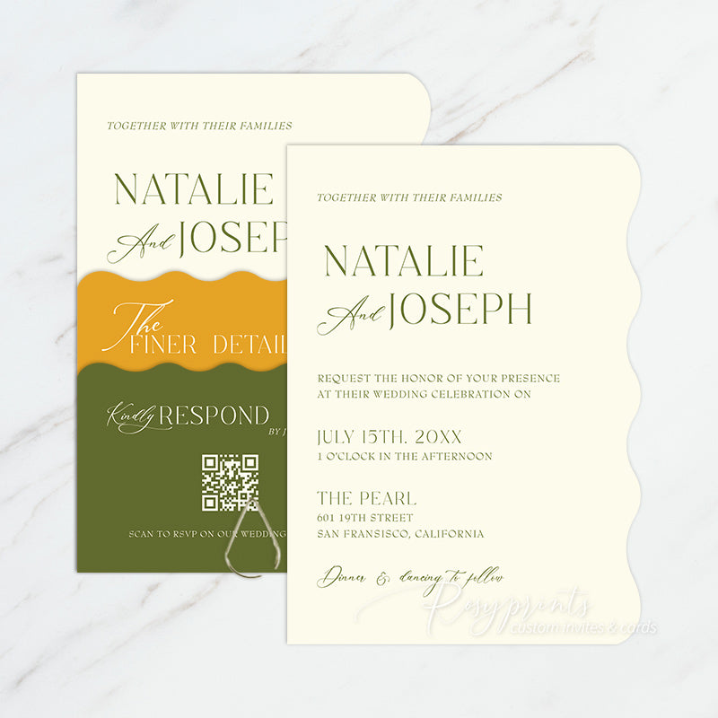 classy olive green yellow fancy vintage wedding cards