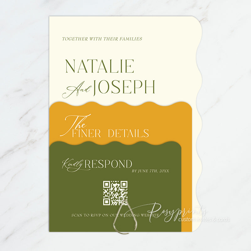 classy olive green yellow fancy vintage wedding cards