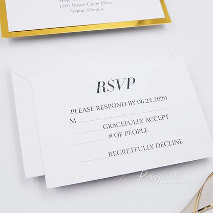 Classy Silver and Gold Wedding Invitations with Bling Stone