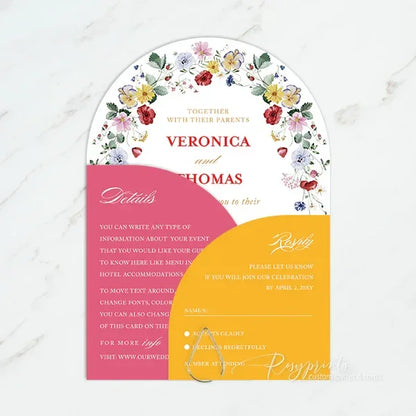 arch shape pink and orange wedding invitations RPS57
