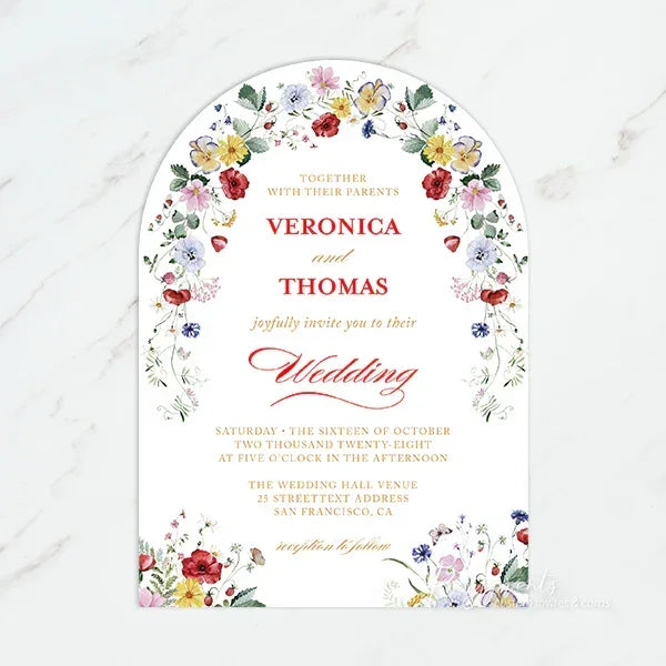 arch shape pink and orange wedding invitations RPS57