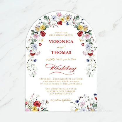 arch shape pink and orange wedding invitations RPS57