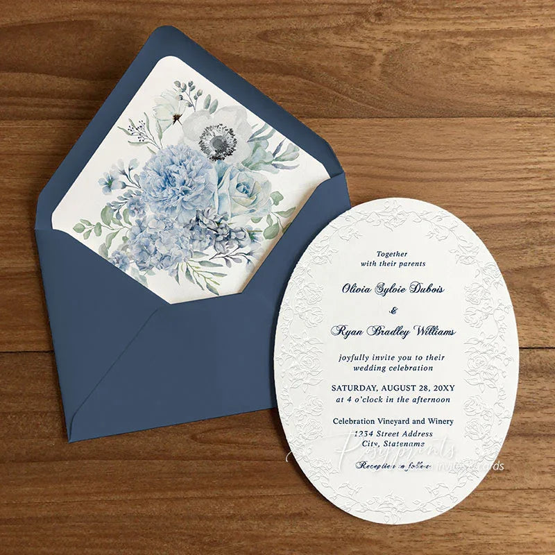 Embossed & Letterpress Rose Floral Wedding Invitations ROSYL07