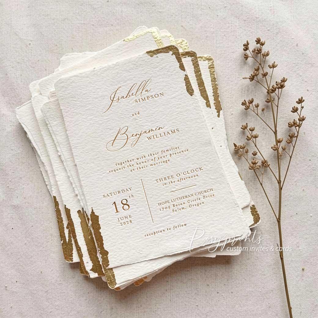 classy modern neutral letterpress wedding invitations