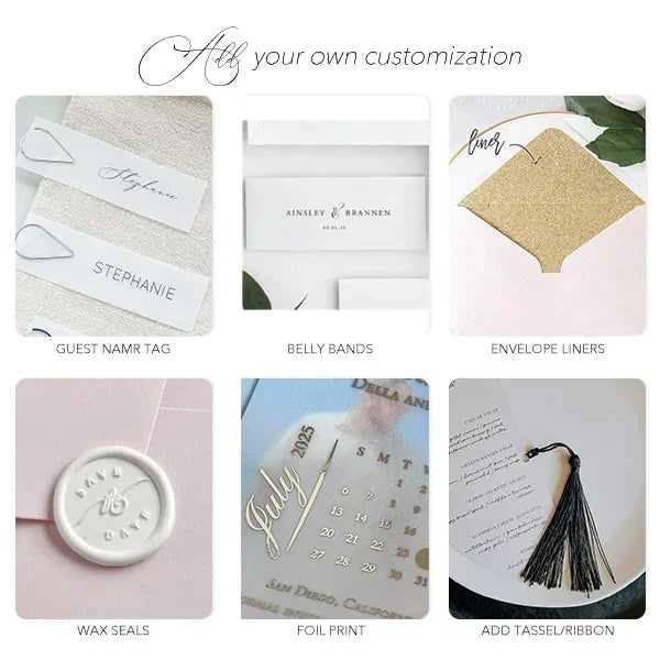 wave neutral beige champagne ivory overlay wedding invitations