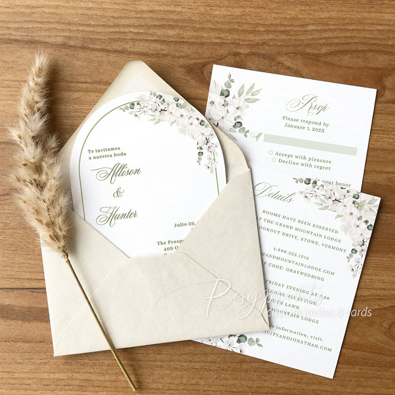 boho sage green quince wedding save the date invitations