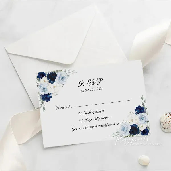 navy blue floral acrylic quinceanera invitations ROSYA50 - Rosy Prints