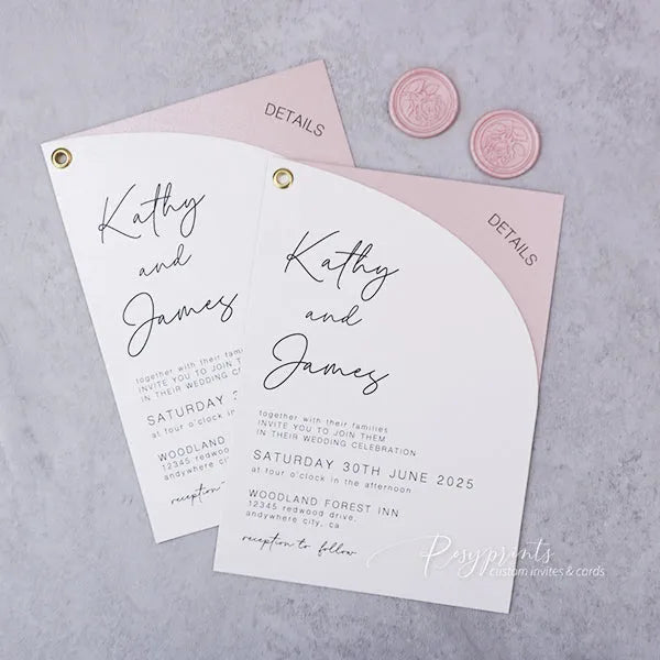 Modern Blush and Dusty Rose Wedding Invitations Suite RPS49