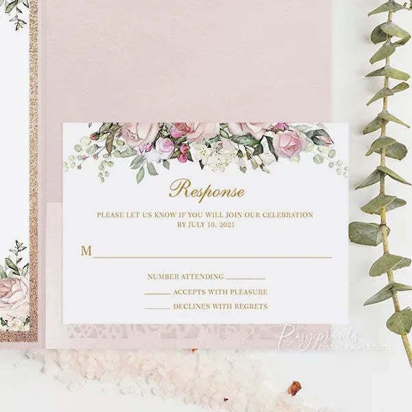 pink and gold sweet 16 quinceanera invitations ROSYP24 - Rosy Prints