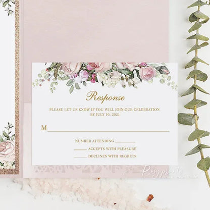 pink and gold sweet 16 quinceanera invitations ROSYP24 - Rosy Prints