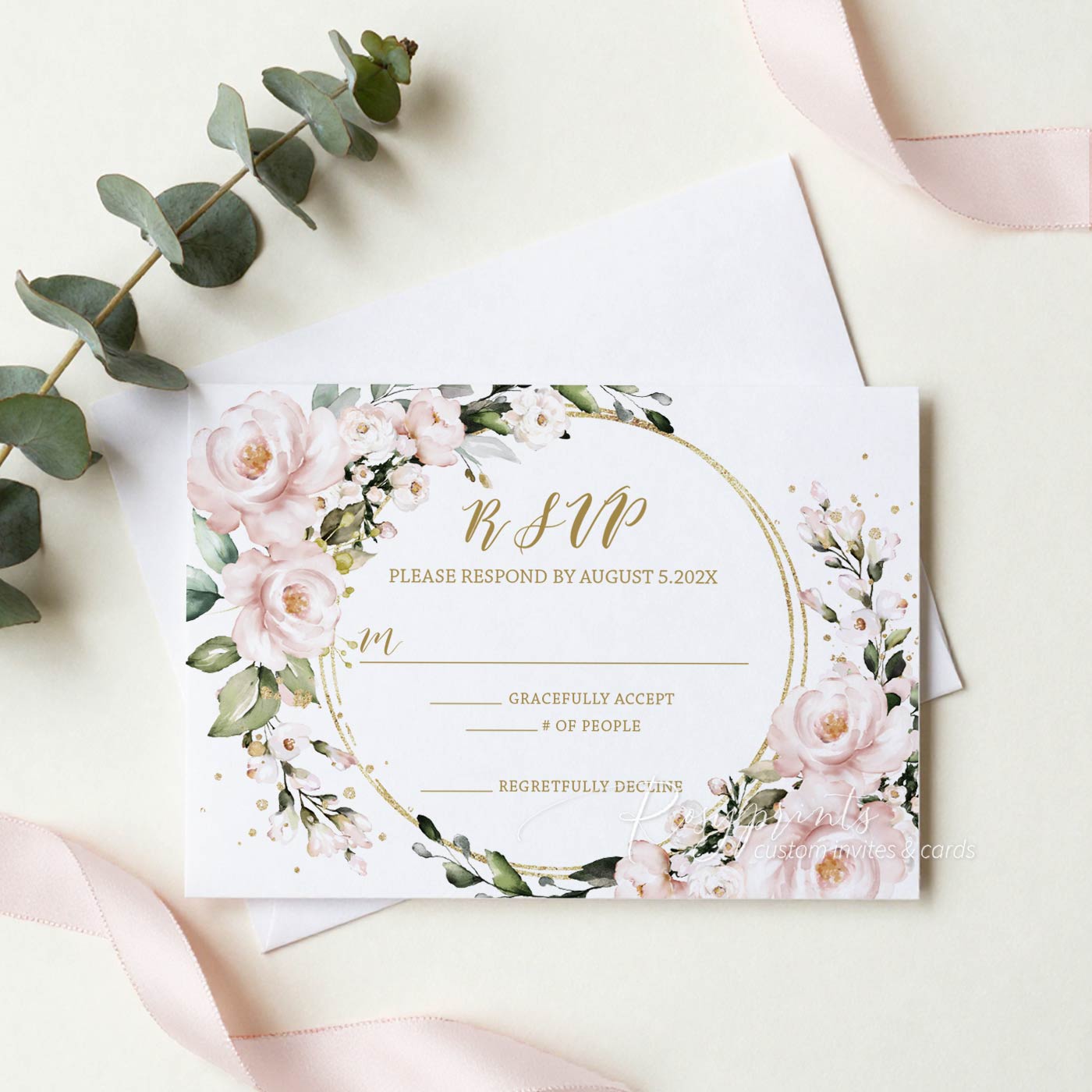 blush pink greenery clear acrylic wedding invitations