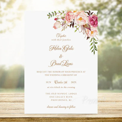 rustic blush pink flowers boho wedding invitations RPS39-A - Rosy Prints