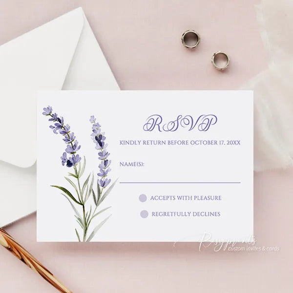 lavender purple flower acrylic wedding invitations ROSYA07 - Rosy Prints