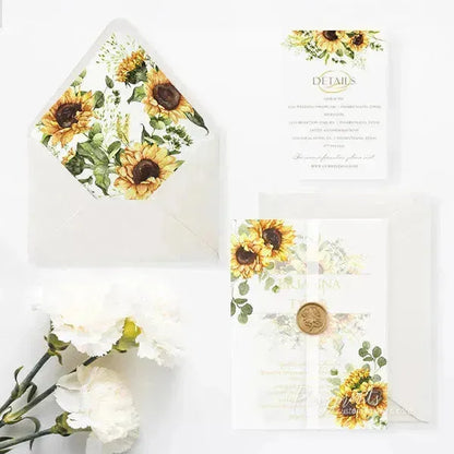country sunflower acrylic wedding invitations ROSYA24 - Rosy Prints