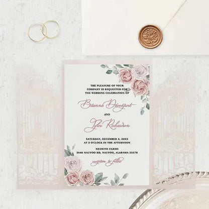 dusty rose floral pink wedding invitations ROSG04 - Rosy Prints