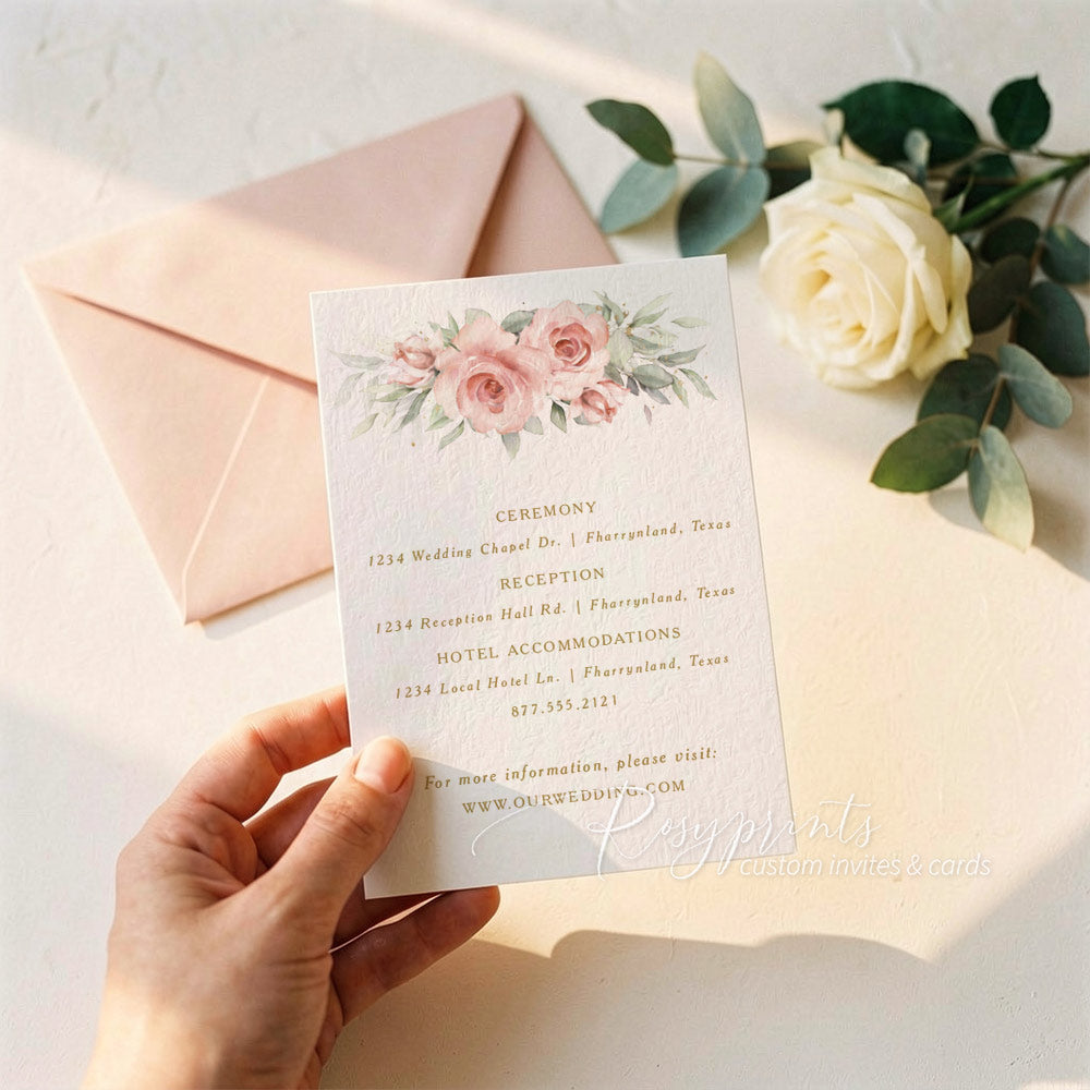 dusty rose pink floral vellum paper wedding invitations