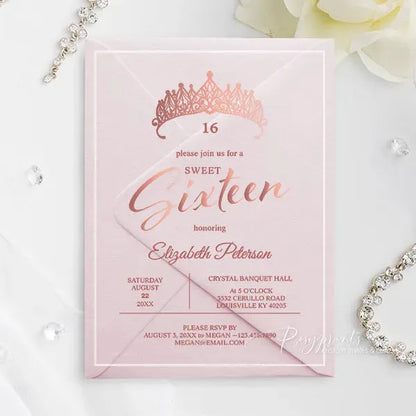 elegant rose gold acrylic sweet sixteen invitations ROSYA66 - Rosy Prints