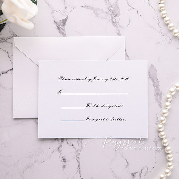 affordable black and white rose pocket wedding invitations