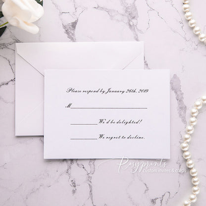 affordable black and white rose pocket wedding invitations