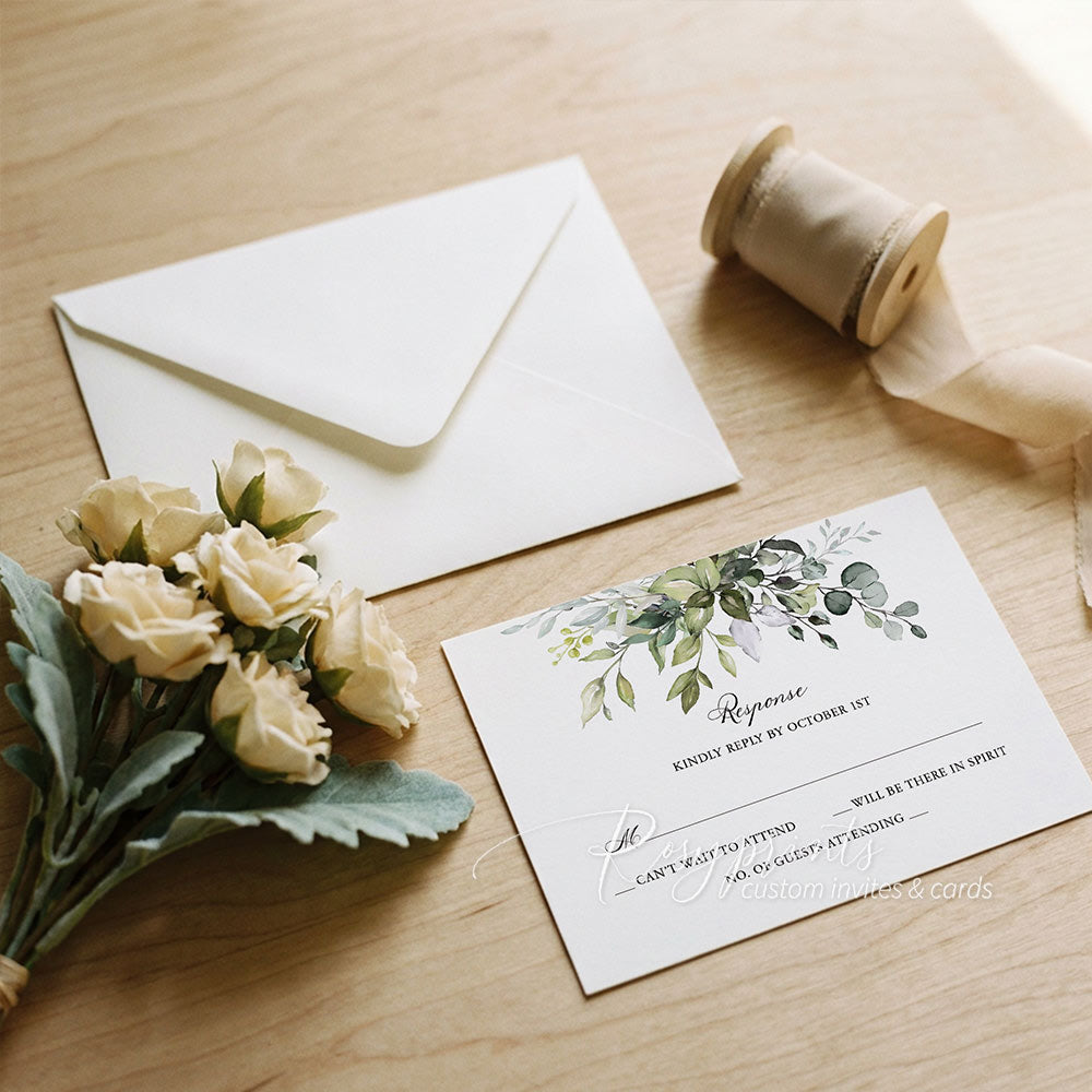 eucalyptus sage green vellum paper wedding invitations